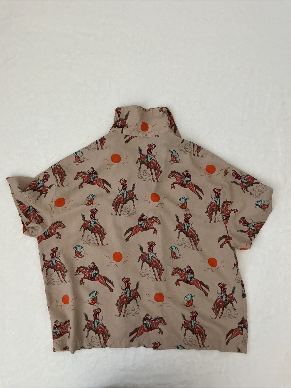 Original Use Cowboy Western Rodeo Print Camp Shirt Rayon Button Up - Picture 6 of 6